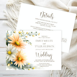 All in One Orange and White Daisies Wedding Inbjudningar