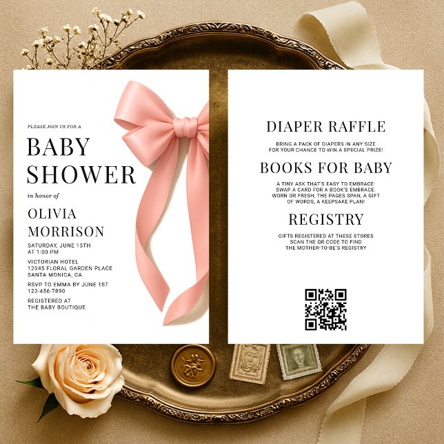 All in One Pink Bow Coquette Baby Shower Inbjudningar (Skapare uppladdad)
