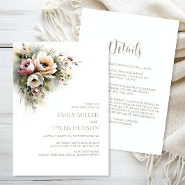 All in One Rustic Pink and Orange Floral Wedding Inbjudningar