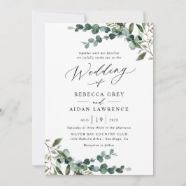 All-In-One Rustic Watercolor Greenery QR Wedding Inbjudningar