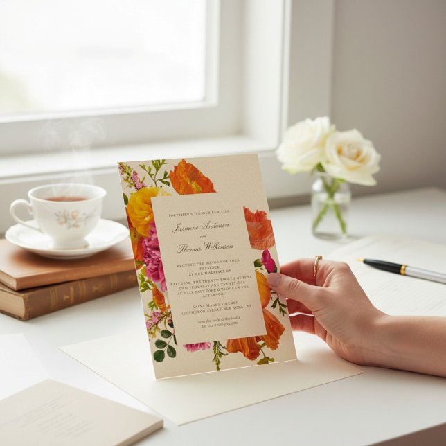 all in one wedding qr code orange poppy wedding inbjudningar (Skapare uppladdad)