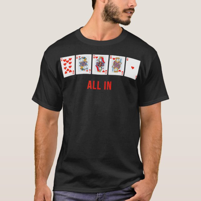 All In Royal Flush Poker Designer Cool  T Shirt (Framsida)