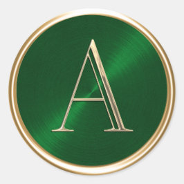 ALL INITIALER Guld Monogram på Emerald Grönt Runt Klistermärke