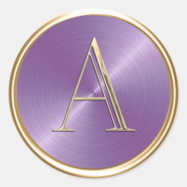 ALL INITIALER Guld Monogram på Lavender Lila Runt Klistermärke