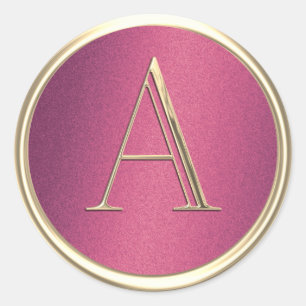 ALL INITIALER Guld Monogram Ro Rosa Shimmer Runt Klistermärke