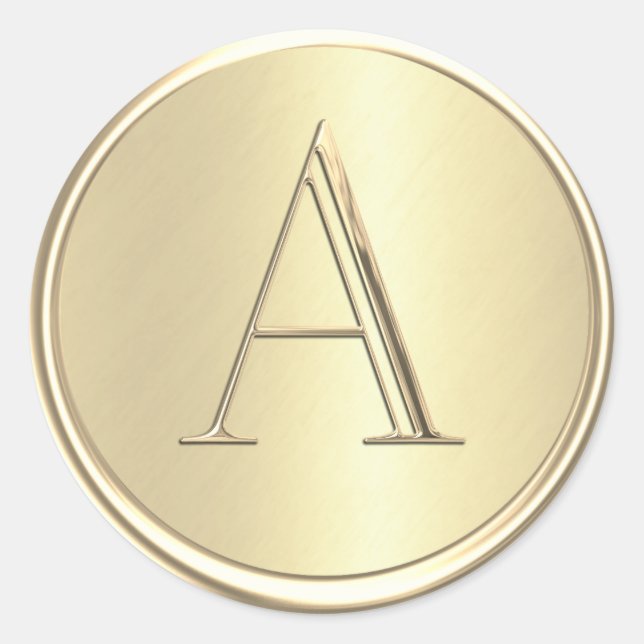 ALL INITIALER Guld Monogram Runt Klistermärke (Framsida)