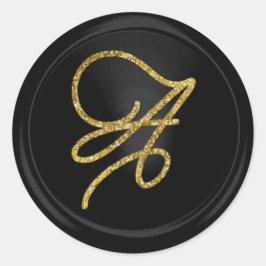 ALL INITIALS Gold Script Monogram Black Runt Klistermärke