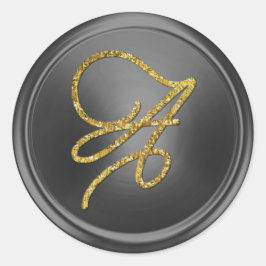 ALL INITIALS Gold Script Monogram Dark Gray Runt Klistermärke
