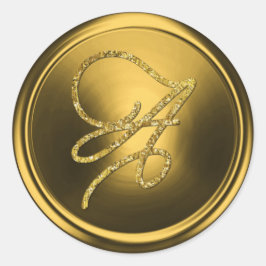 ALL INITIALS Gold Script Monogram Gold Runt Klistermärke