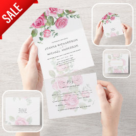All inkluderande OSA av Rosa ros Bröllop Blommigt