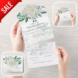 All inkluderande OSA av Vit ros Bröllop Blommigt