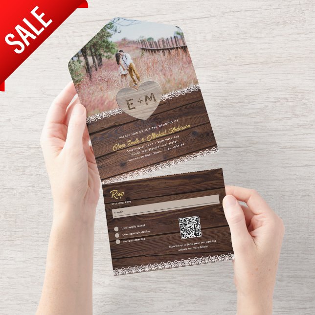 All inkluderande Rustic Wood Snöre Photo QR Code O (Skapare uppladdad)