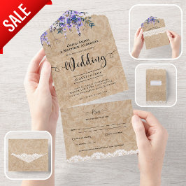 All inklusive Rustic Lila Wisteria Snöre Bröllop