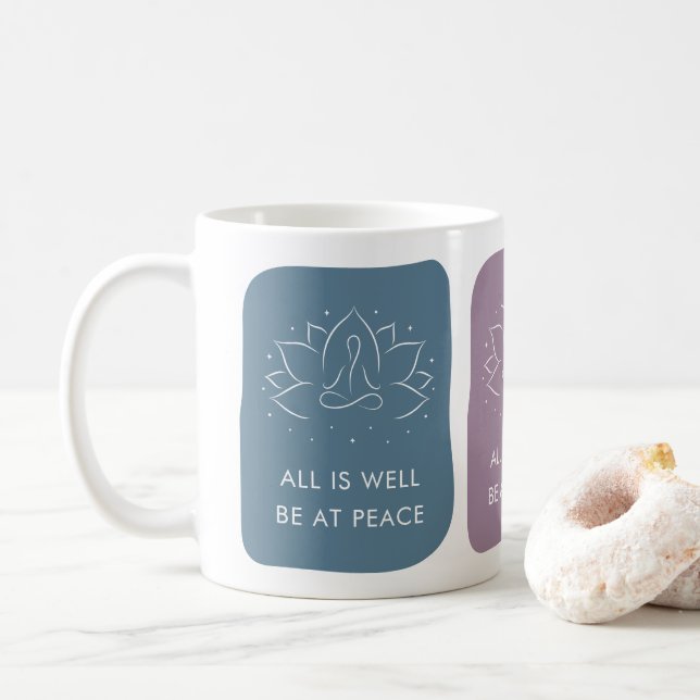 All is Well Be at Peace Motivational Kaffemugg (Med munk)