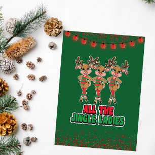 All Jingle Dam Lustigt Reindeer-julkort Kort