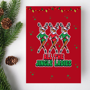 All Jingle Dam Lustigt Reindeer-julkort Kort