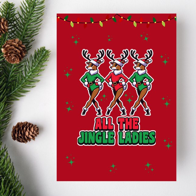 All Jingle Dam | Lustigt Reindeer-julkort Kort (Skapare uppladdad)