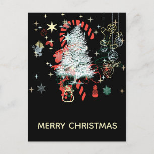 All jul Candy cane Träd Black Helg Vykort