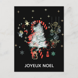 All jul Joyeux Noel Candy cane Black Helg Vykort