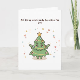 All Lit Up Cute Puchi Dōshi Christmas Tree Card Kort