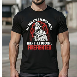 All Men Are Created Equal Then They Become Fireman T Shirt