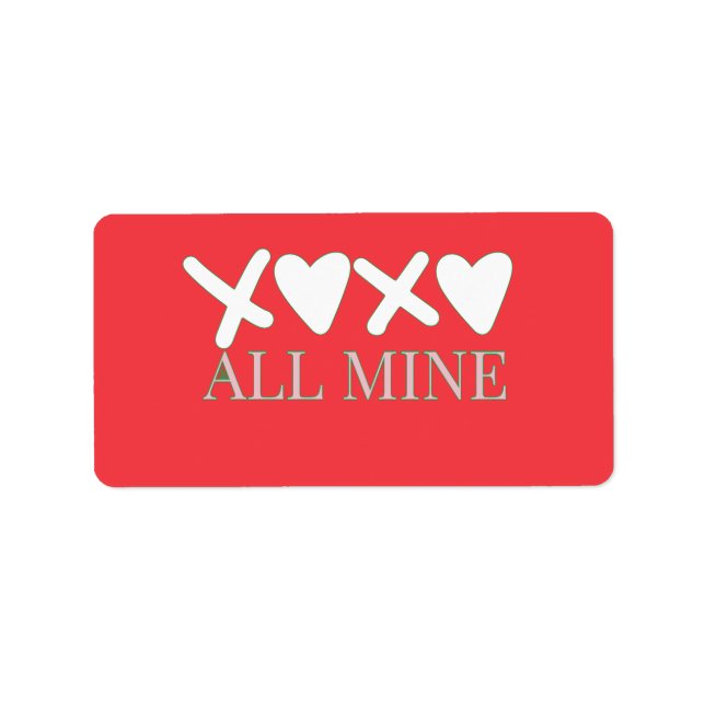ALL MINE XOXO Valentine Shirt - Minimal Love Desig Adressetikett (Framsidan)