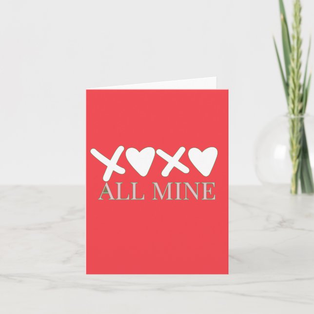 ALL MINE XOXO Valentine Shirt - Minimal Love Desig Anteckningskort (Framsida)