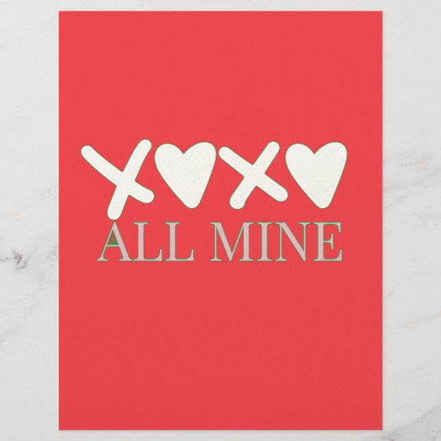 ALL MINE XOXO Valentine Shirt - Minimal Love Desig Brevhuvud (Framsida)