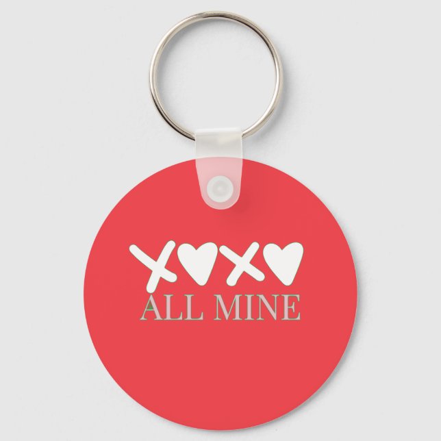 ALL MINE XOXO Valentine Shirt - Minimal Love Desig Nyckelring (Framsida)