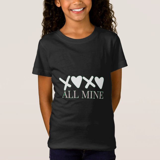 ALL MINE XOXO Valentine Shirt - Minimal Love Desig T Shirt (Framsida)