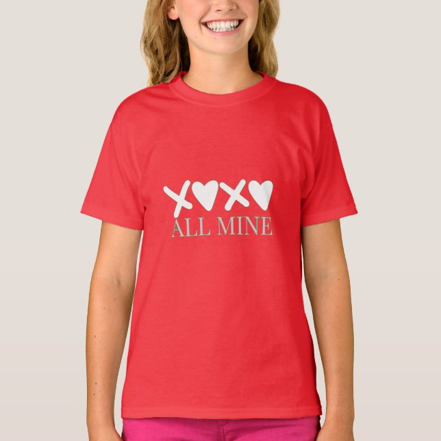 ALL MINE XOXO Valentine Shirt - Minimal Love Desig T Shirt (Framsida)