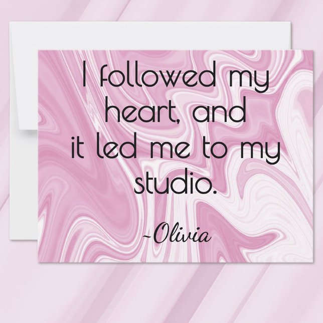  All-Occasion Name Pink and White Marbled Ink Flat Anteckningskort (Skapare uppladdad)