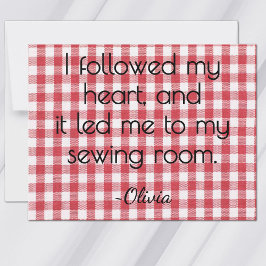 All-Occasion Name Red and White Gingham Flat Anteckningskort