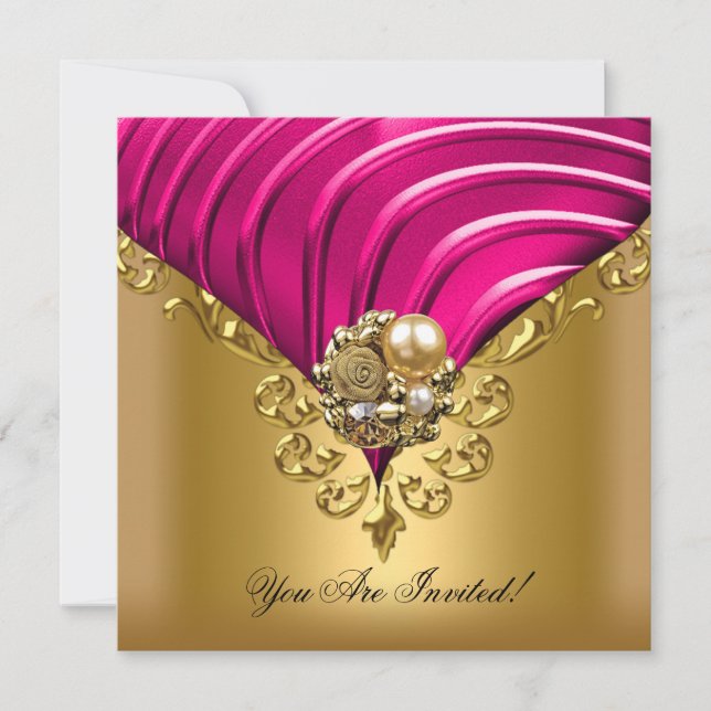 All Occasions Elegant Rosa Guld Inbjudningar (Framsida)