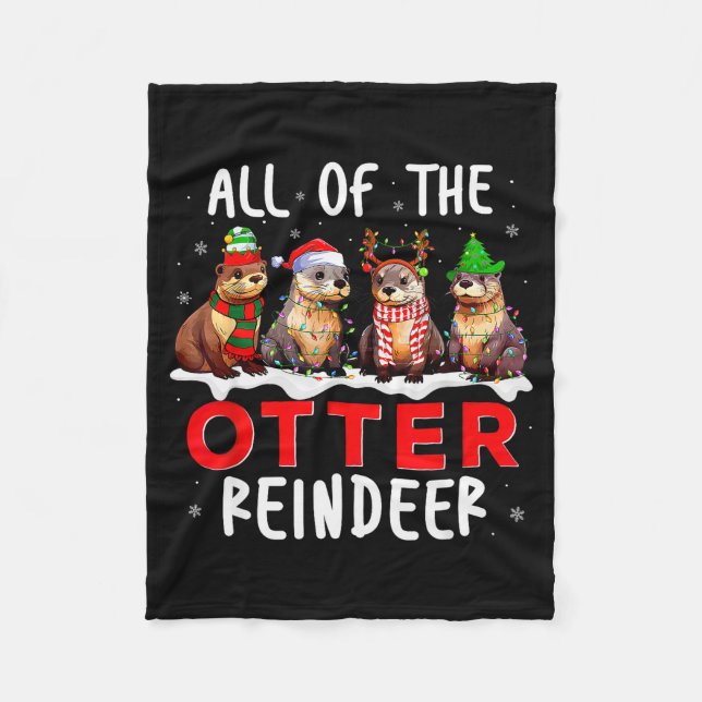 All Of The Otter Reindeer Santa Christmas Xmas Ott Fleecefilt (Framsidan)