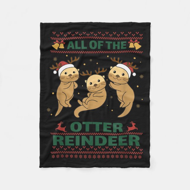 All Of The Otter Reindeer Sweet Christmas Otters  Fleecefilt (Framsidan)