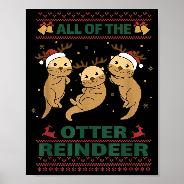 All Of The Otter Reindeer Sweet Christmas Otters  Poster (Framsidan)