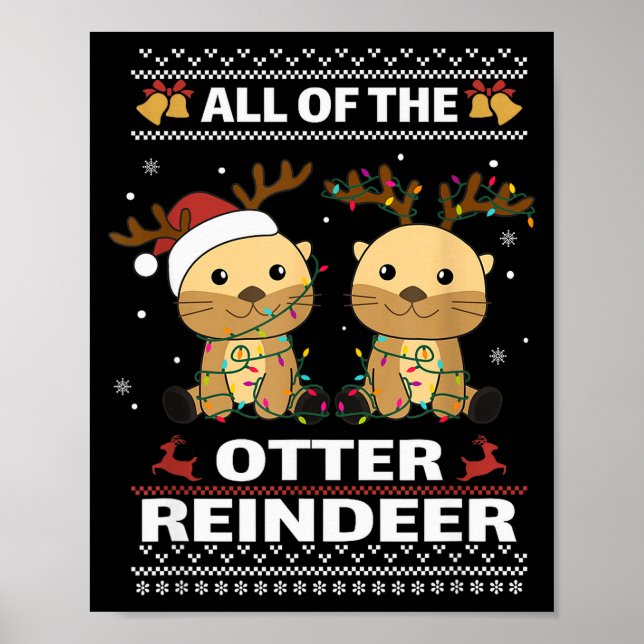 All Of The Otter Reindeer Sweet Christmas Otters  Poster (Framsidan)