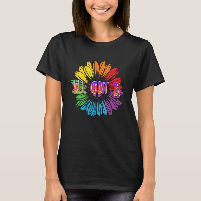 All Out Bi Bisexual Motivational Quote Bi Pride T Shirt (Framsida)