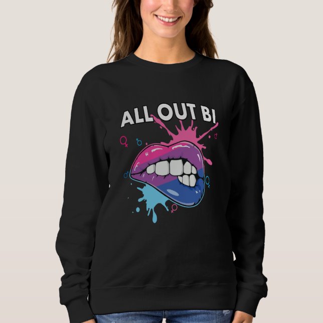 All Out Bi Flag Bisexual Rainbow Pride Bisexuality T Shirt (Framsida)