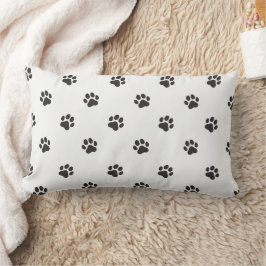 All Over Animal Paw Print Black and White Lumbarkudde