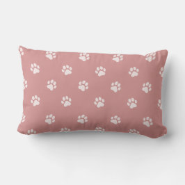 All Over Animal Paw Print Blush Pink Lumbarkudde