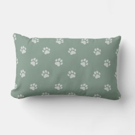 All Over Animal Paw Print Sage Green Lumbarkudde