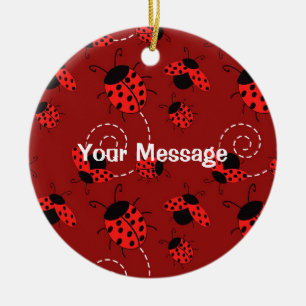 All over Ladybug Design Skriv ut Julgransprydnad Keramik
