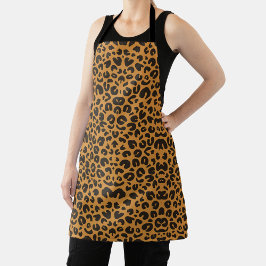 All-Over leopard print black strap Apron