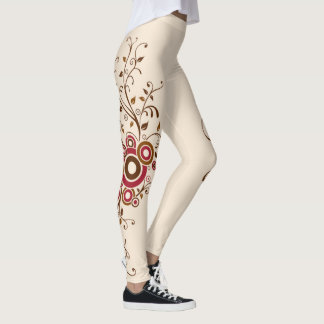 All over Print Blommigt Vine Flower Cream Leggings