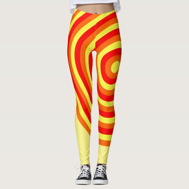 All over Print Leggings med cirkulär design (Framsida)