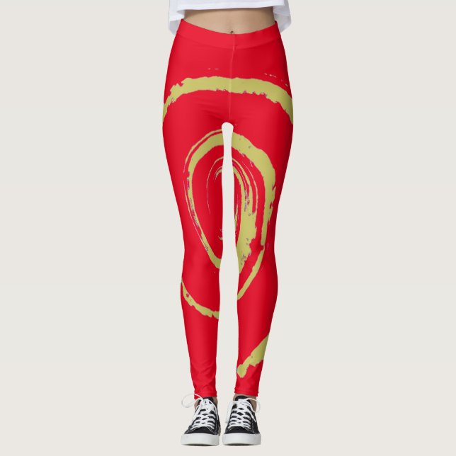 All over Print Leggings med Golden Twirl (Framsida)