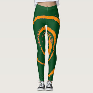 All over Print Leggings med Orange Twirl
