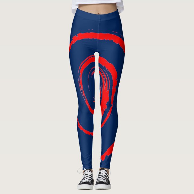 All over Print Leggings med Red Twirl (Framsida)